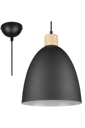 Trio Jagger R30681032 mat zwarte metalen hanglamp met hout