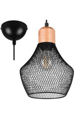 Trio Valeria R31281032 zwarte hanglamp met hout