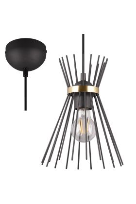 Trio Rod R31531080 zwart met goud kleurige hanglamp