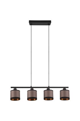 Trio Davos R31554041 zwarte hanglamp met taupe textiel