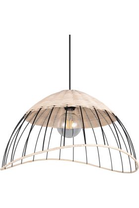 Casalum Sandrine R36211032 zwarte hanglamp met rotan