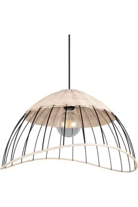 Casalum Sandrine R36211032 zwarte hanglamp met rotan