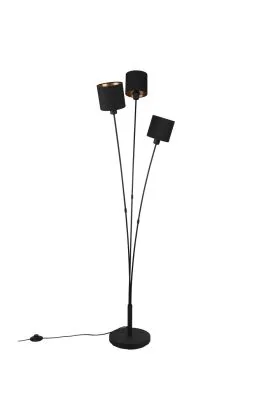 Trio Tommy R46333901 vloerlamp met zwarte kapjes van textiel
