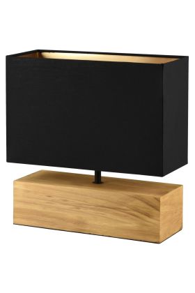Trio Woody R50181080 hout met zwart textiel tafellamp