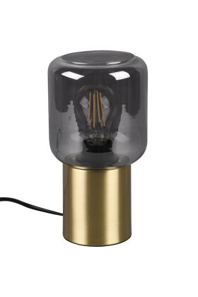 Trio Nico R50591008 messing tafellamp met rookglas