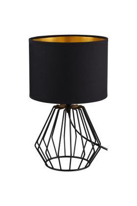 Trio Chuck R50931002 zwarte tafellamp met kap van textiel