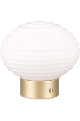 Reality Earl R57771101 messing oplaadbare tafellamp met opaal glas