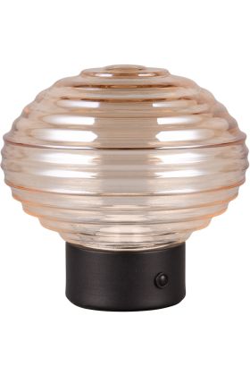 Reality Earl R57771113 zwarte oplaadbare tafellamp met amber glas