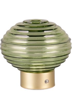 Reality Earl R57771115 messing oplaadbare tafellamp met groen glas