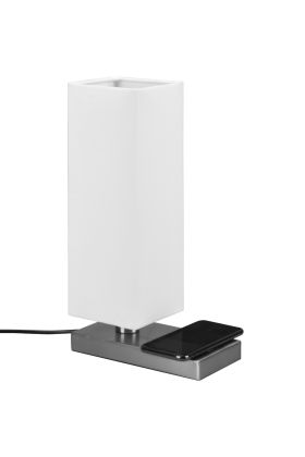 Reality Haley R59100107 staal kleurig tafellampje met inductief laadstation