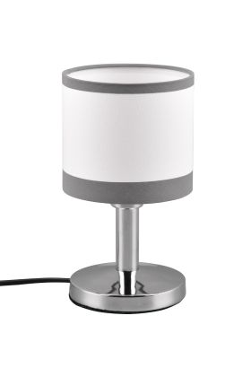 Trio Davos R59551006 chromen tafellamp met wit kapje van textiel