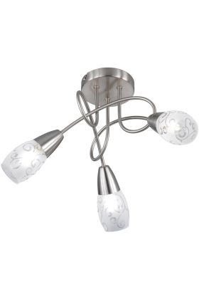 Trio Colmar R60023007 stalen plafondlamp met gesatineerd glas