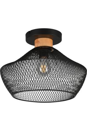 Trio Valeria R61281032 zwarte plafondlamp met hout