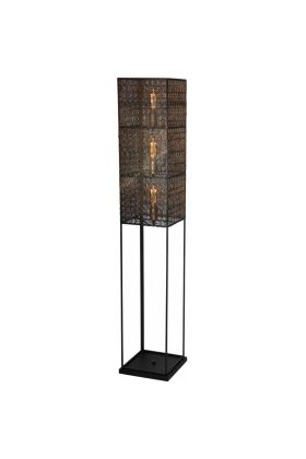 Freelight Avola S0801Z zwart gouden vloerlamp