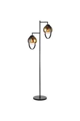 Freelight Aureol S2232GD zwarte vloerlamp met goud glas