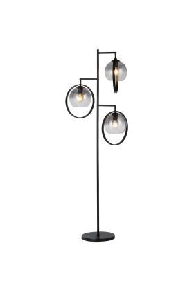 Freelight Aureol S2233SK zwarte vloerlamp met rookglas