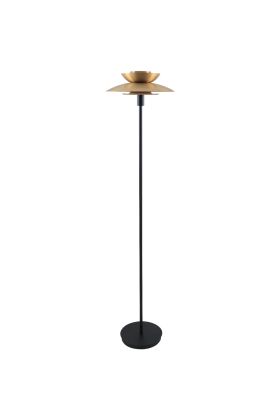 Freelight Muschio S3801BG zwarte vloerlamp met goudkleurig gelaagde kap