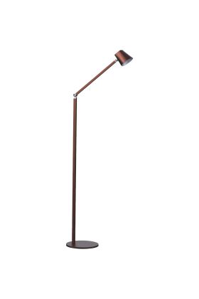 Freelight Trieste S4601K koperbruine vloerlamp met vierkant naar rond kapje en driestappen dimmer