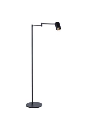 Freelight Picchio S8511Z zwarte vloerlamp met spot aan een zwenkarm als leeslamp