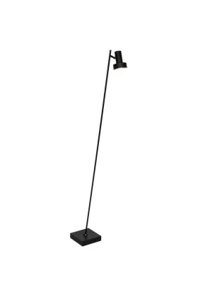 Freelight Lunata S9091Z zwarte vloerlamp met vierkante voet en dunne buis met in de top een spotje