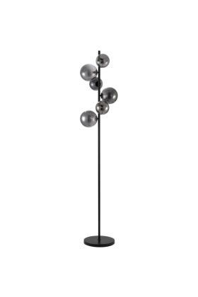 Freelight Calcio S9106 zwarte vloerlamp met smoke glas