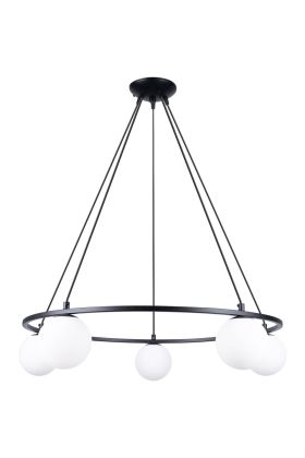 Sollux Yoli SL.1214 zwarte kroonluchter met wit glazen bollen