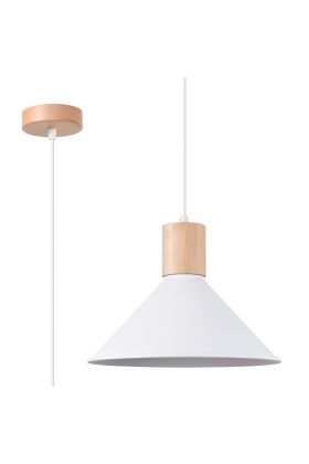 Sollux Jaga SL.1319 witte hanglamp met houten details