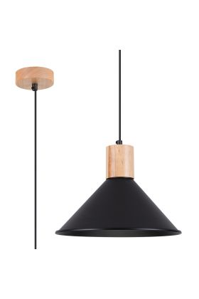 Sollux Jaga SL.1320 zwarte hanglamp met hout