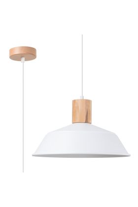 Sollux Fano SL.1321 witte hanglamp met hout