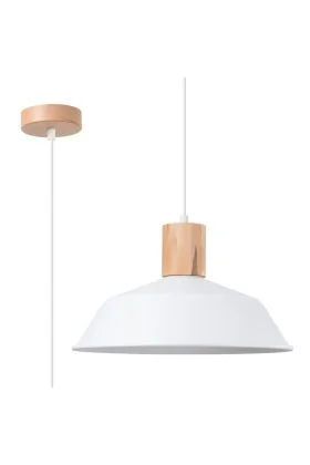 Sollux Fano SL.1321 witte hanglamp met hout