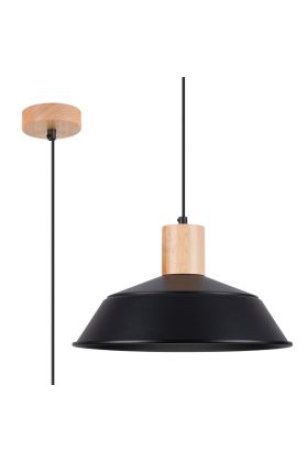 Sollux Fano SL.1322 zwarte hanglamp met hout