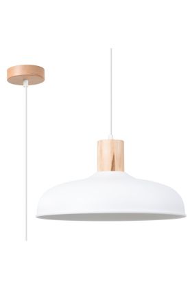 Sollux Indy SL.1323 witte hanglamp met hout