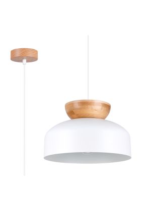 Sollux Marion SL.1350 witte hanglamp met hout