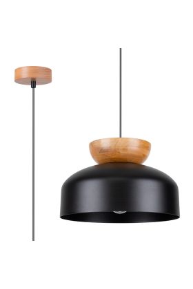 Sollux Marion SL.1351 zwarte hanglamp met hout