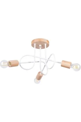 Sollux Ember SL.1474 witte plafondlamp met houten delen