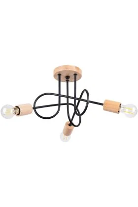 Sollux Ember SL.1477 zwarte plafondlamp met houten delen