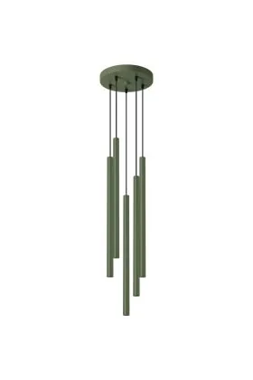 Sollux Pastelo SL.1522 olijf groene hanglamp met vijf buisvormige kappen