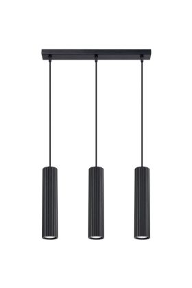 Sollux Karbon SL.1575 zwart geribbelde hanglamp