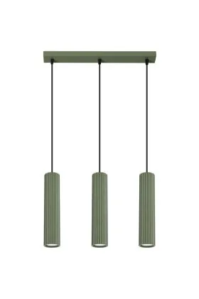 Sollux Karbon SL.1613 olijfgroene geribbelde hanglamp