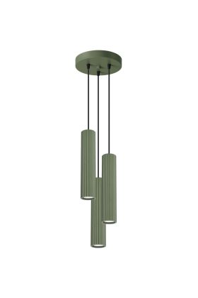 Sollux Karbon SL.1614 olijfgroene geribbelde hanglamp