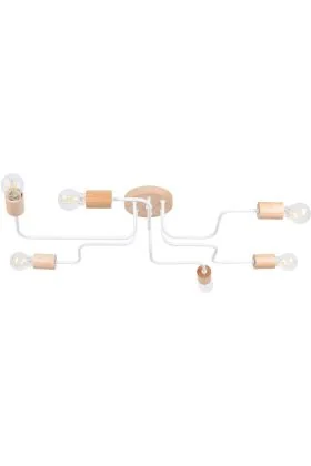 Sollux Timbo SL.1666 wit met houten plafondlamp