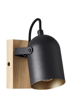 Brilliant Tronte 99795/86 zwart met houten wandspot