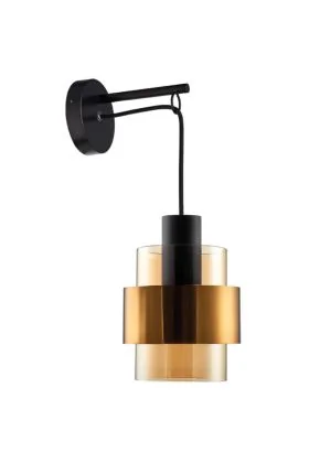 Freelight Chiasso W5101Z zwarte wandlamp met rookglas