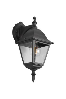 Trio Livenza 205767132 zwarte klassieke wandlamp voor buiten met hangende lantaarn en vier glazen ruitjes