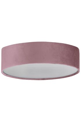 Searchlight Drum 23298-2PI roze fluwelen plafonniere met wit kunststof blender