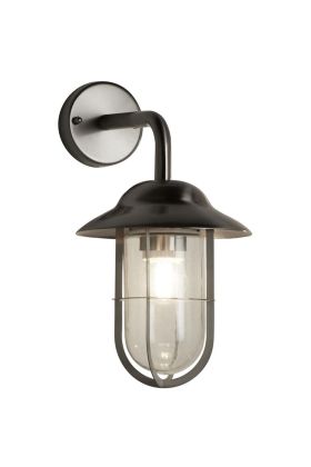 Searchlight Toronto 3291SS mat zilverkleurige buitenlamp met hangende lantaarn van glas en een metalen kooi