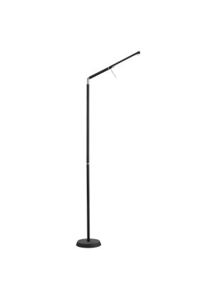 Trio Filigran 420490132 zwarte buisvormige vloerlamp met langwerpig mat glazen plaatje