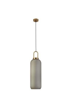 Searchlight Pipette 46641-1AC messing hanglamp met kap van mat glas in flesvorm