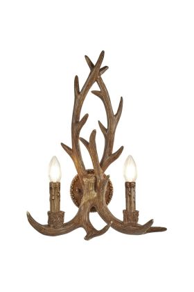 Searchlight Stag 6412-2BR wandlamp in de vorm van een gewei met twee kaarslampen