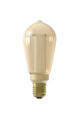1201000600 8712879158233 Calex LED Glassfiber Rustiek ST64 Goud SMD 220-240V 3.5W 120lm 1800K E27 Dimbaar met LED dimmer